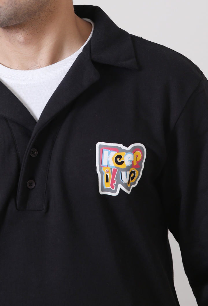 LongSleeves Printed Cuban Collar Polo