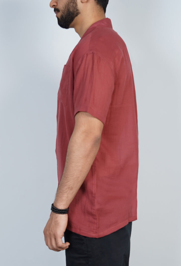 Cuban Collar Oversized Half Sleeves Shirt