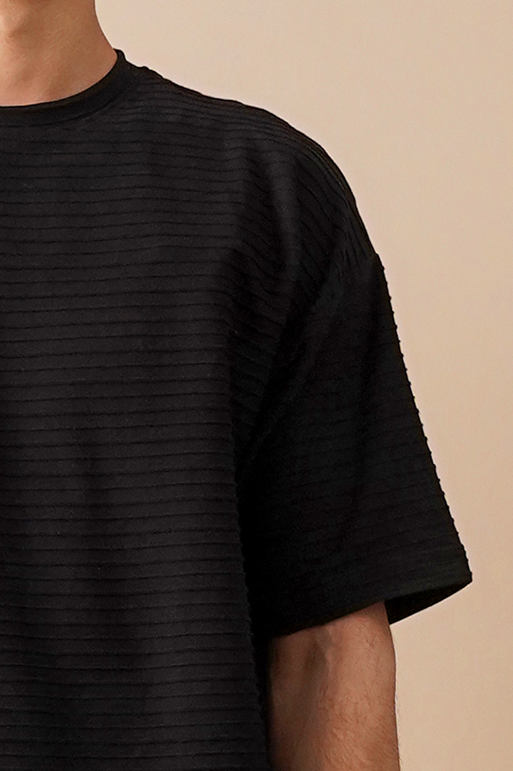 Premium Textured Oversized T-Shirt – Black