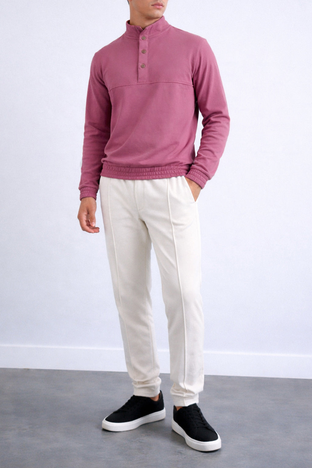 BUTTON UP MOCK NECK 002766-PRP