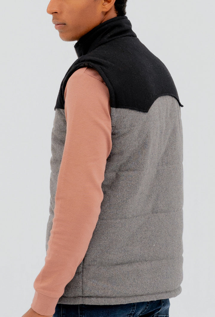 Woollen Panel Sleeveless Jacket