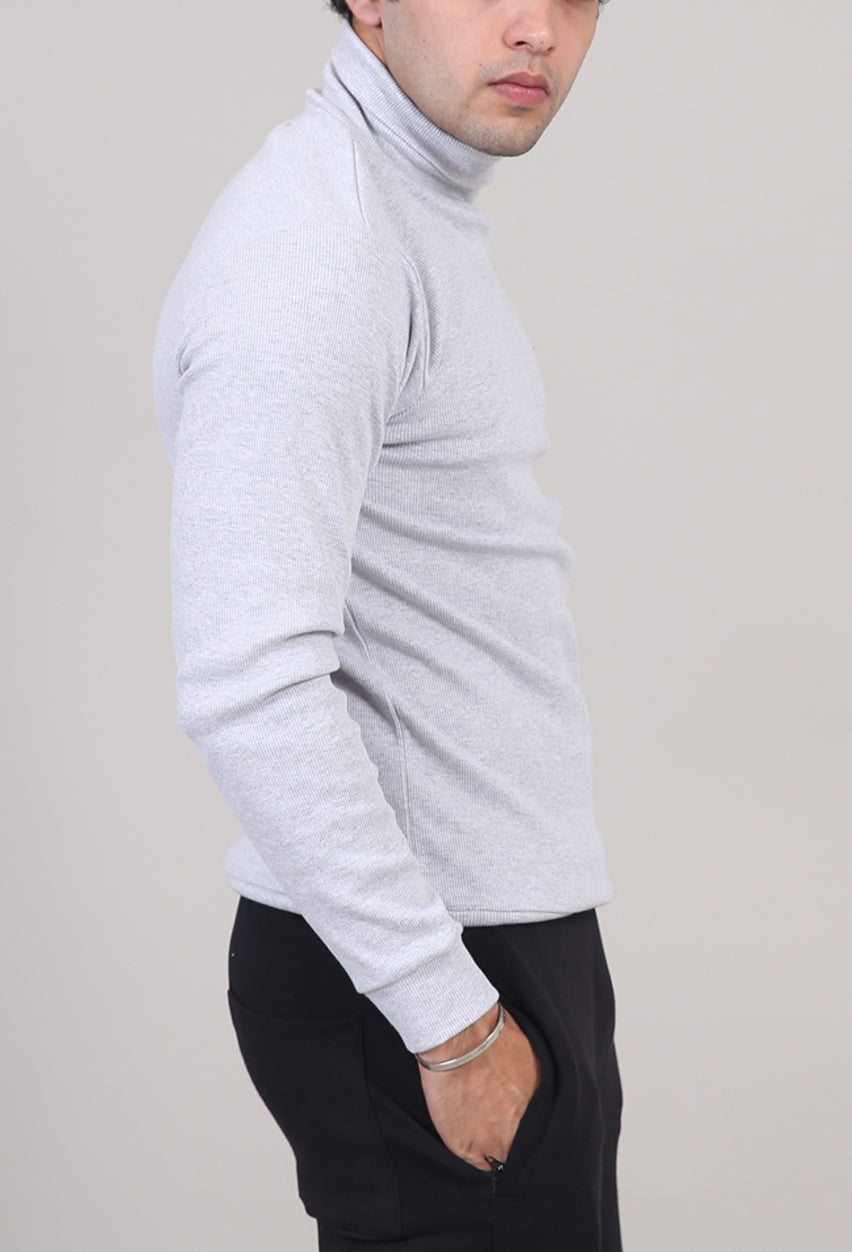 Ribbed Slim Fit Hi-Neck