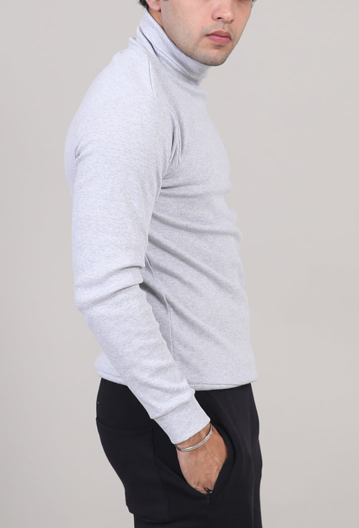 Ribbed Slim Fit Hi-Neck