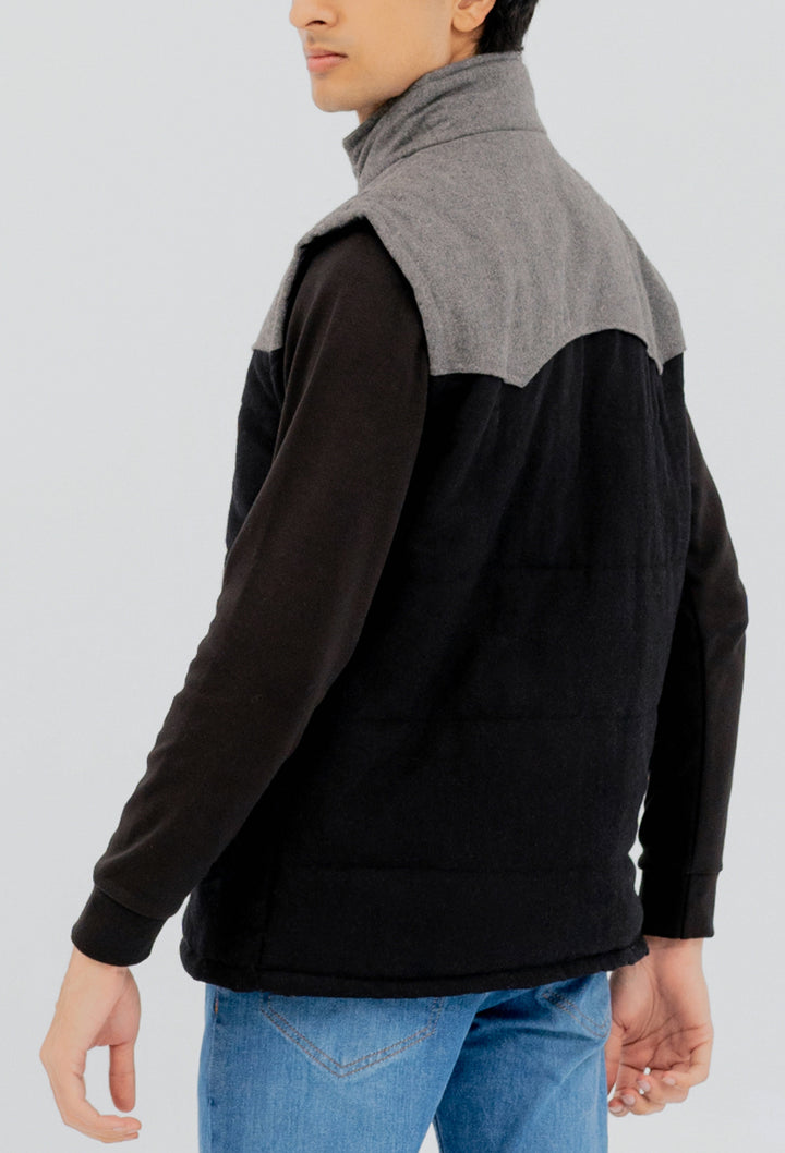 Woollen Panel Sleeveless Jacket