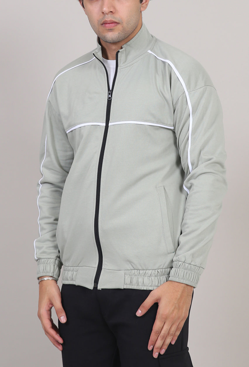Piping Mock Neck Zipper