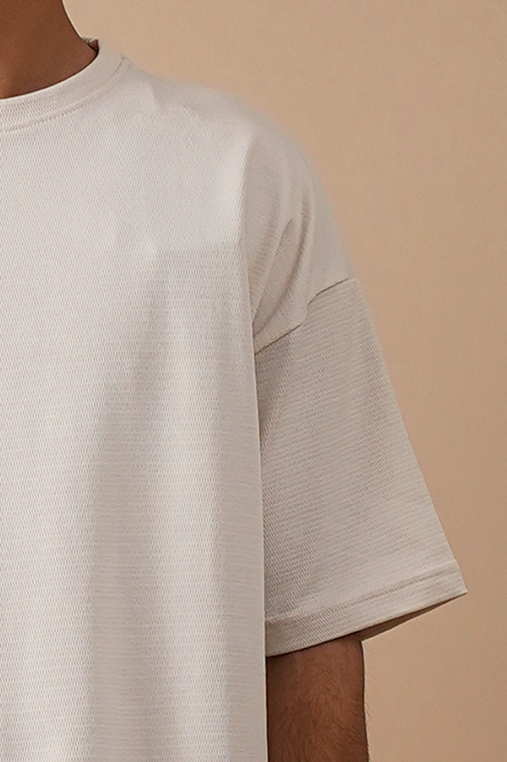 Premium Textured Oversized T-Shirt – White