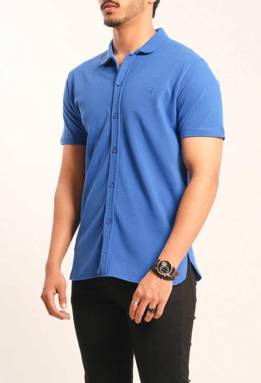 Breathable Pique Button Down Collar Shirt