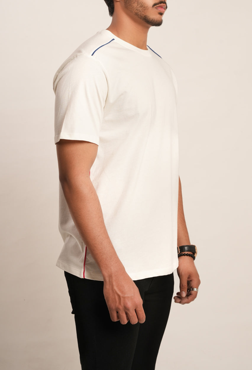 Piping Detail Soft Jersey Relaxed Fit T-Shirt