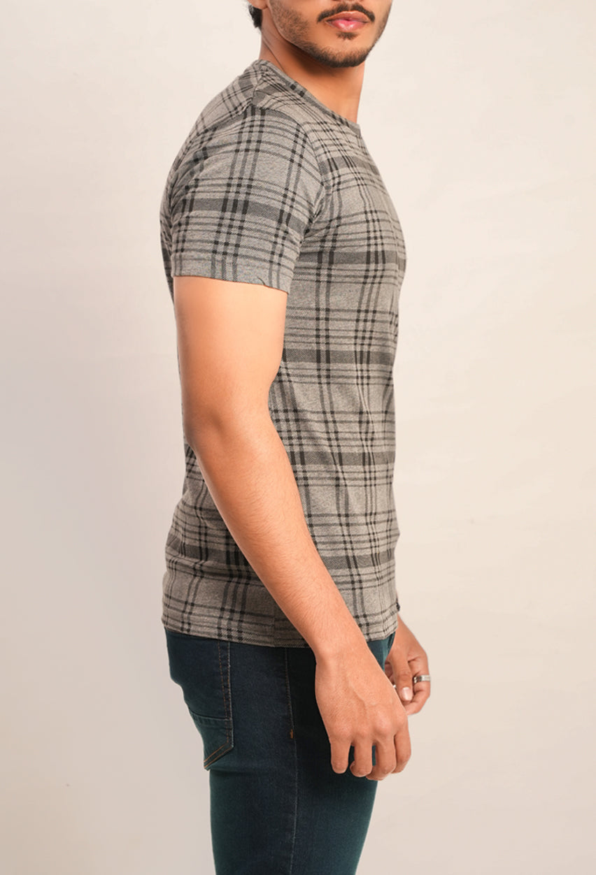 Checkered Soft Jersey Slim Fit T-Shirt