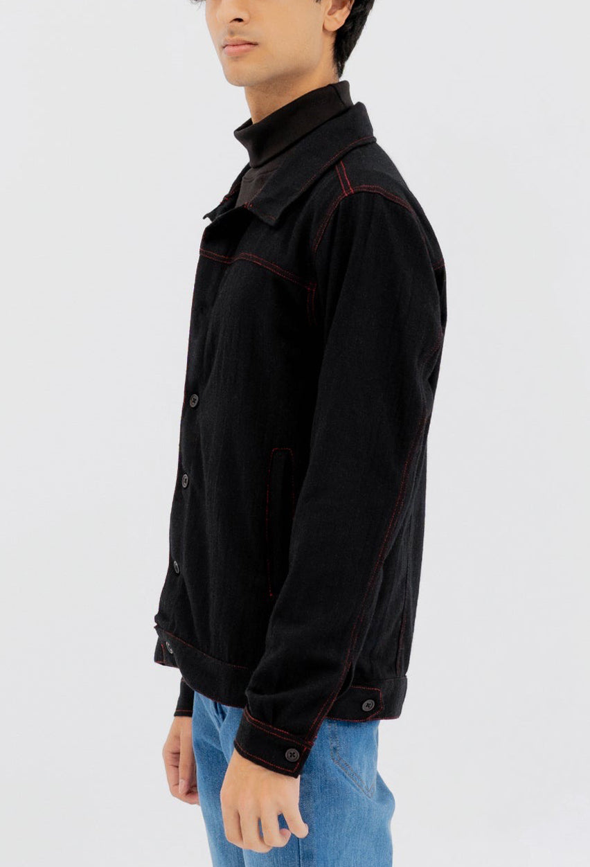 Denim Jacket Style Woollen Over Shirt