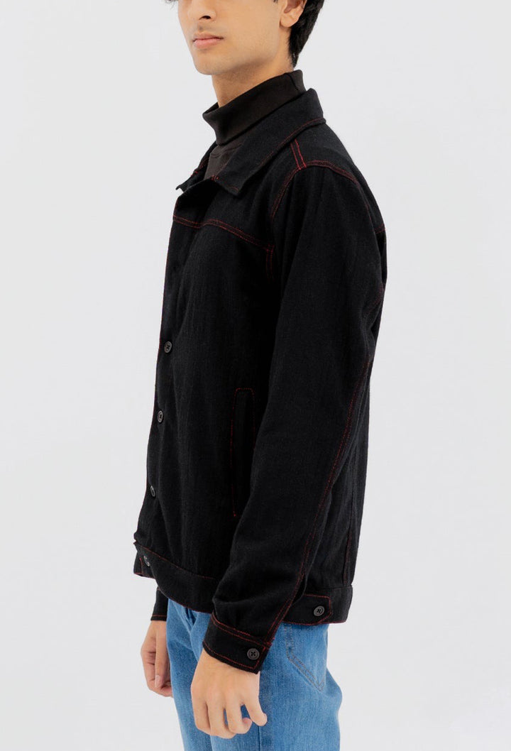 Denim Jacket Style Woollen Over Shirt