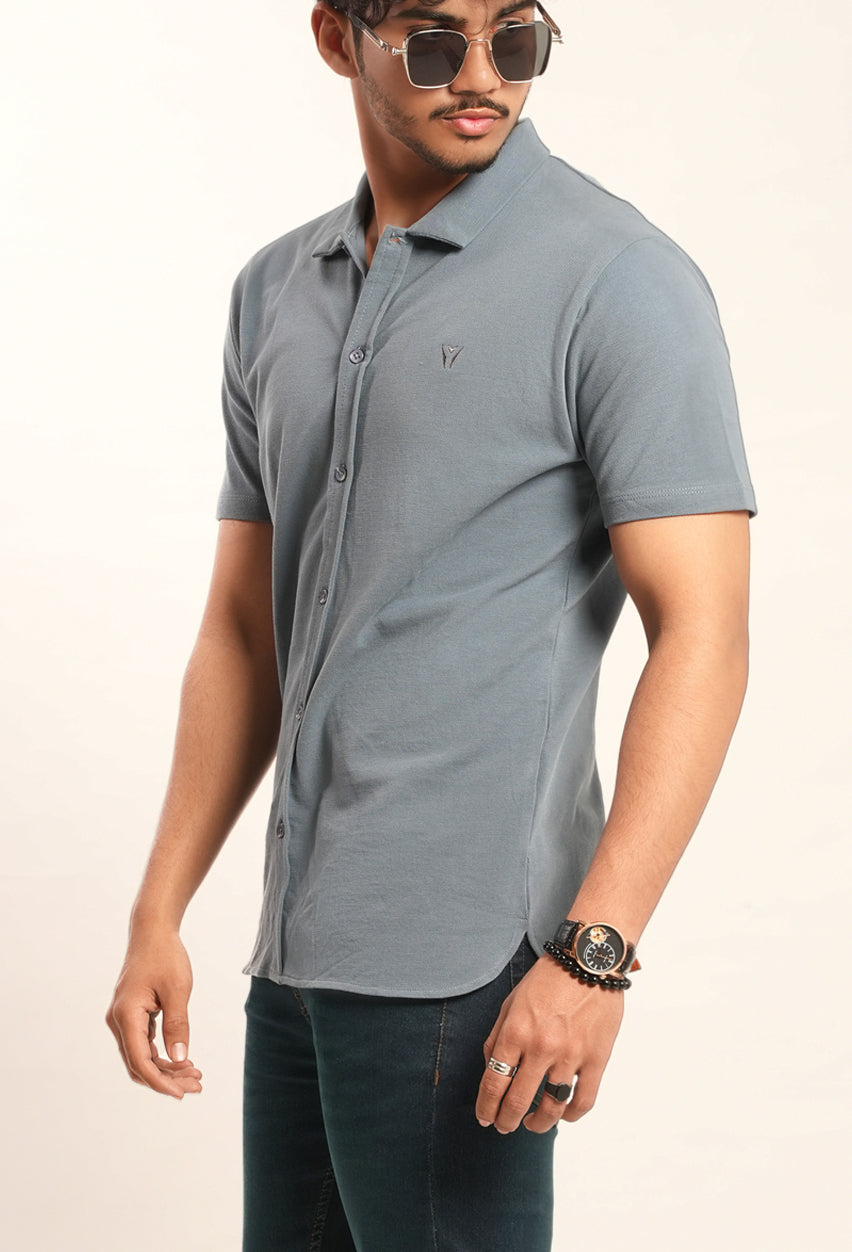 Breathable Pique Button Down Collar Shirt