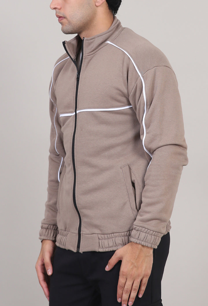 Piping Mock Neck Zipper