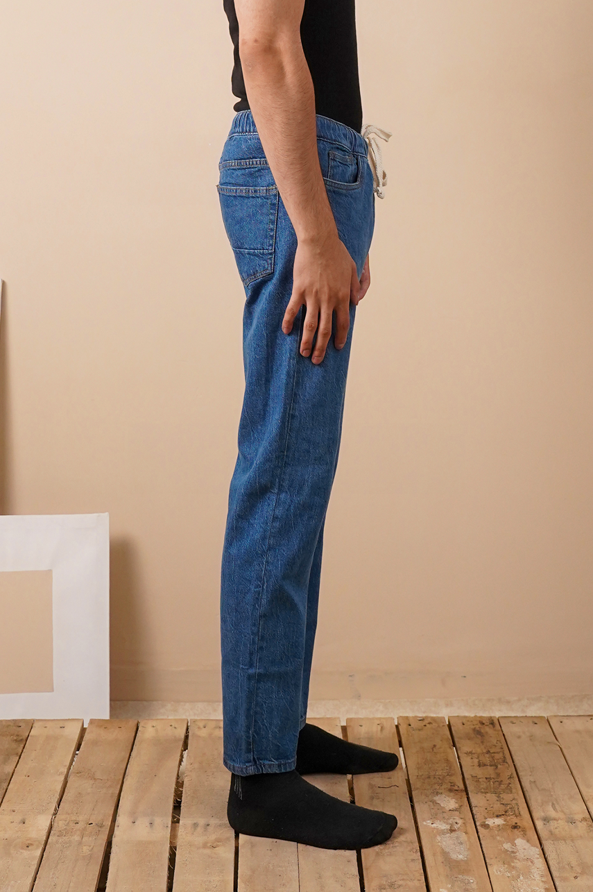 Straight Fit Denim Drawstring Trouser