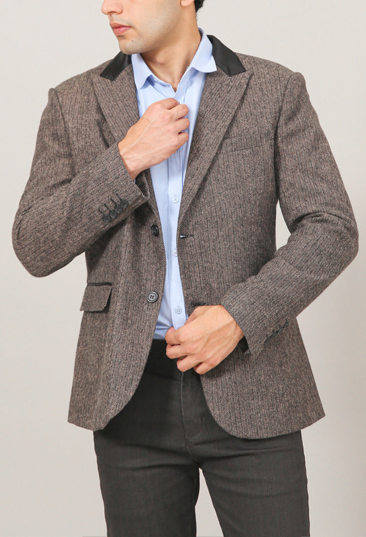 Contrast Collar Woollen Blazer