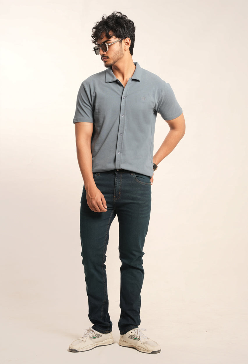 Breathable Pique Button Down Collar Shirt