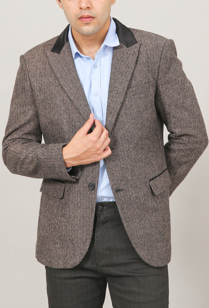 Contrast Collar Woollen Blazer