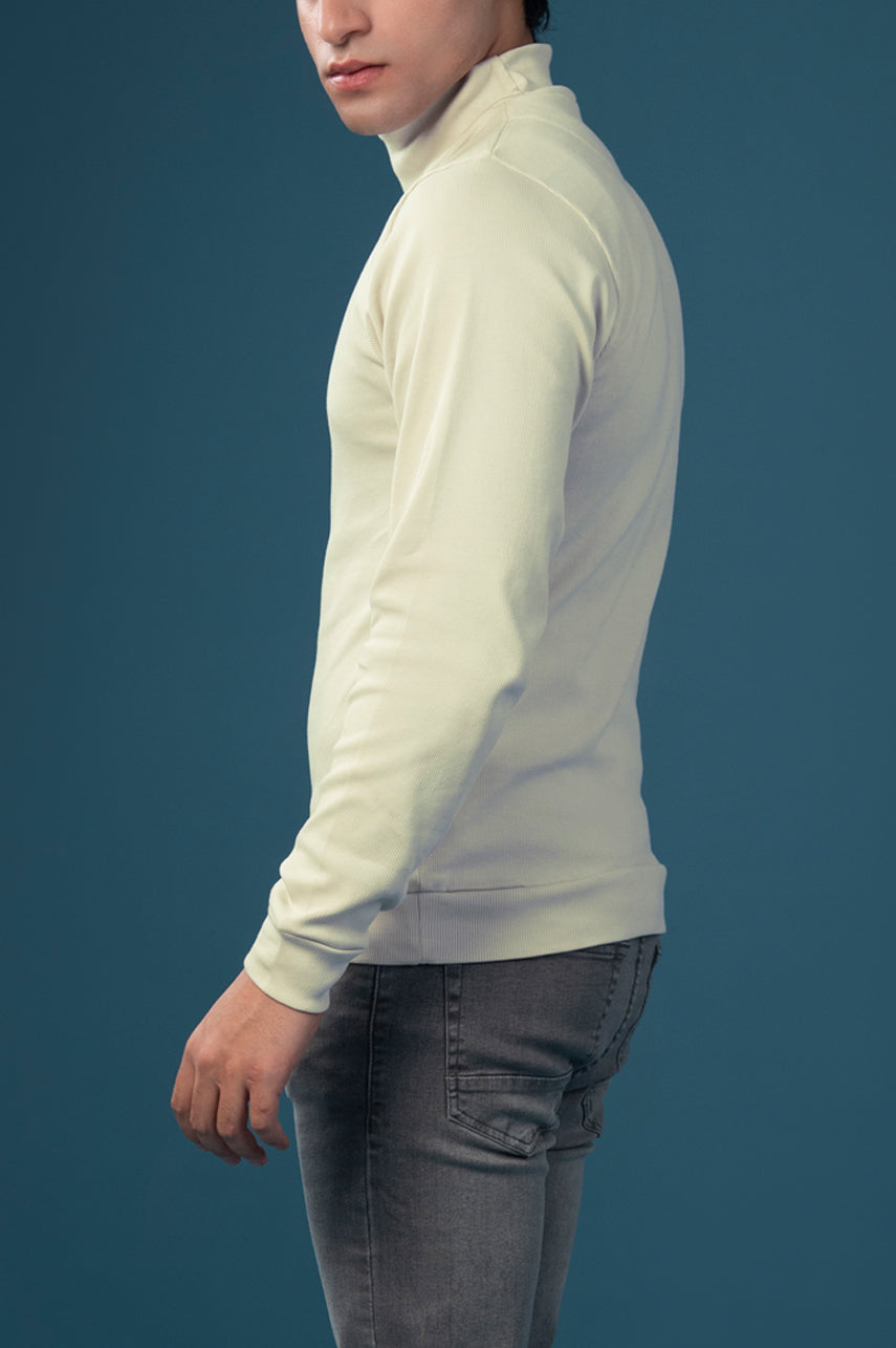 White Ribbed Mock Neck 002750-LHG