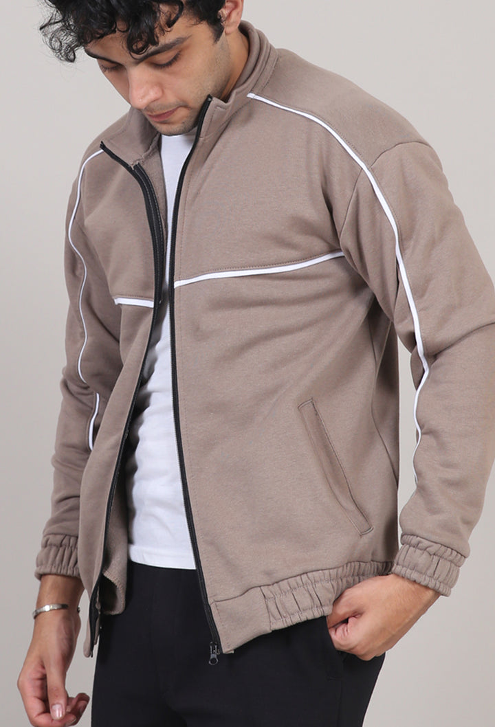 Piping Mock Neck Zipper