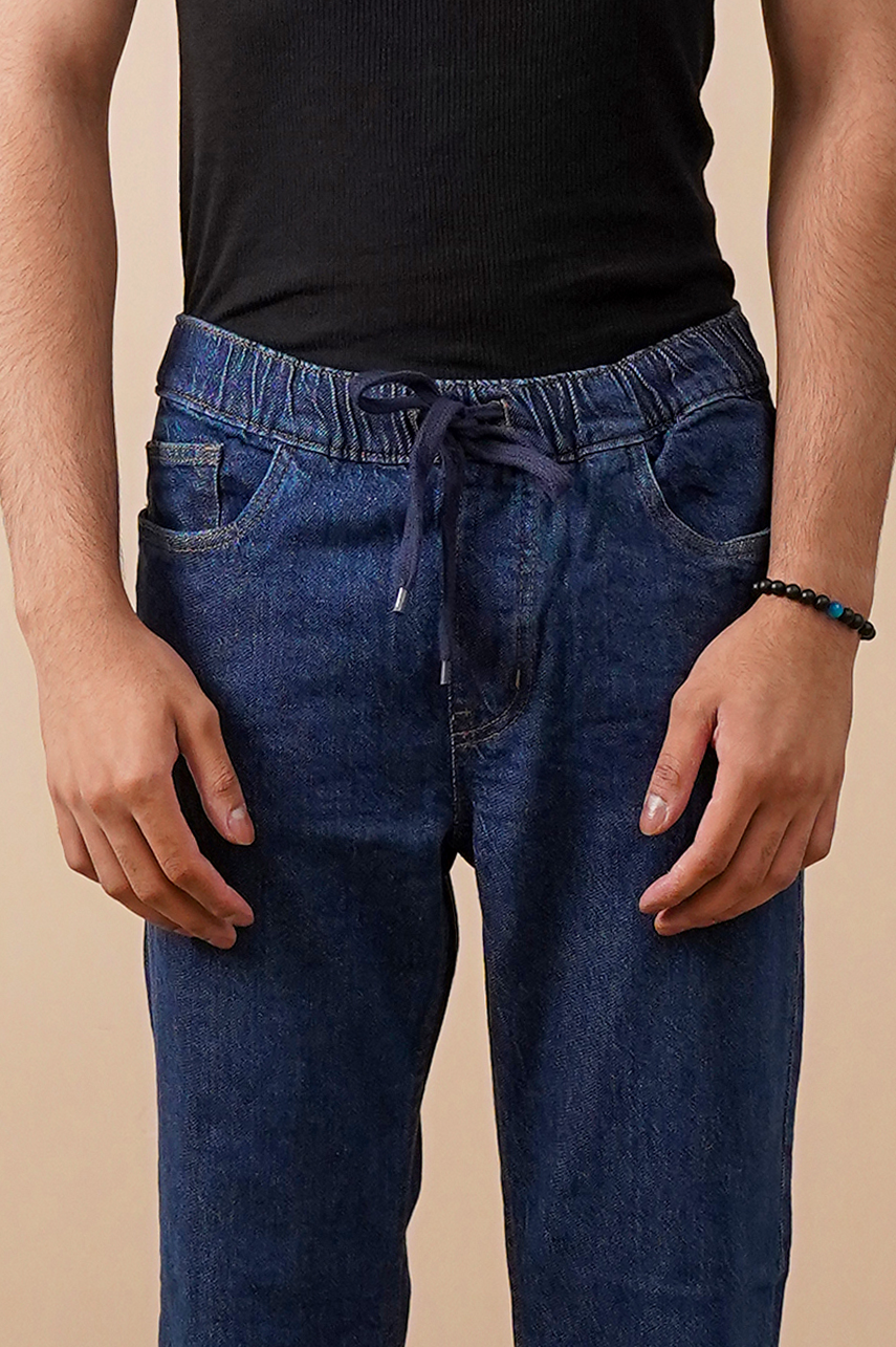 Straight Fit Denim Drawstring Trouser