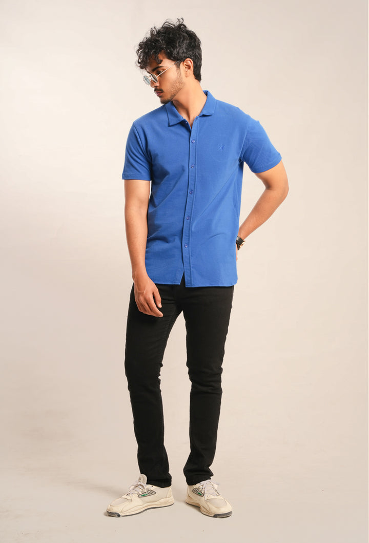 Breathable Pique Button Down Collar Shirt