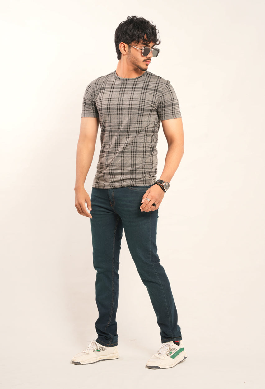Checkered Soft Jersey Slim Fit T-Shirt