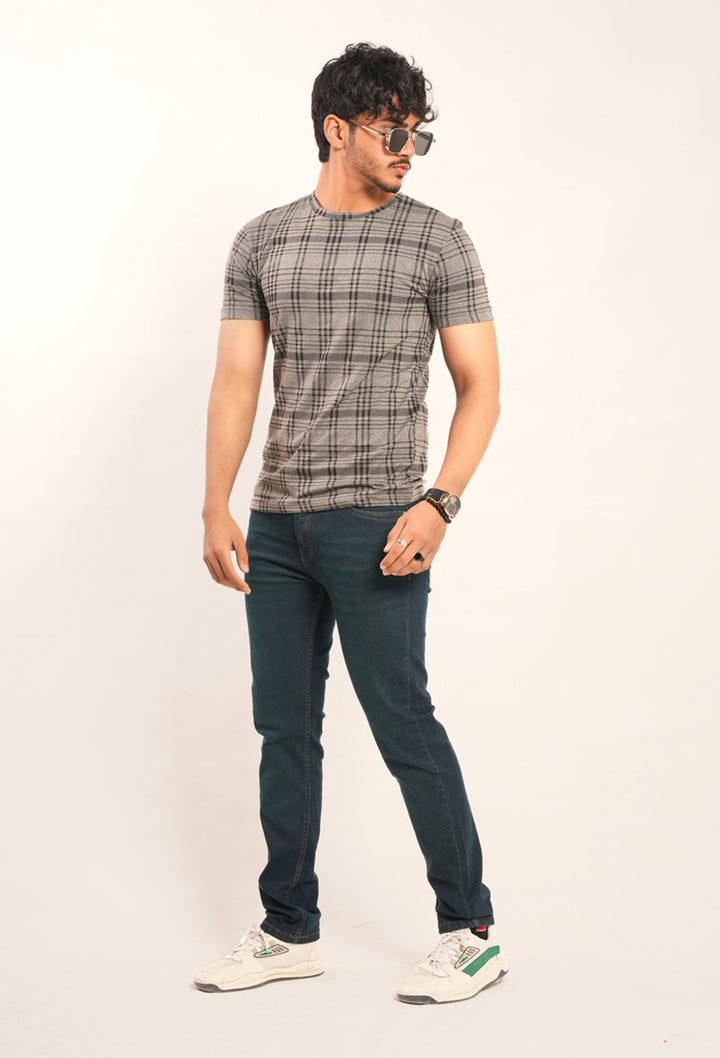 Checkered Soft Jersey Slim Fit T-Shirt