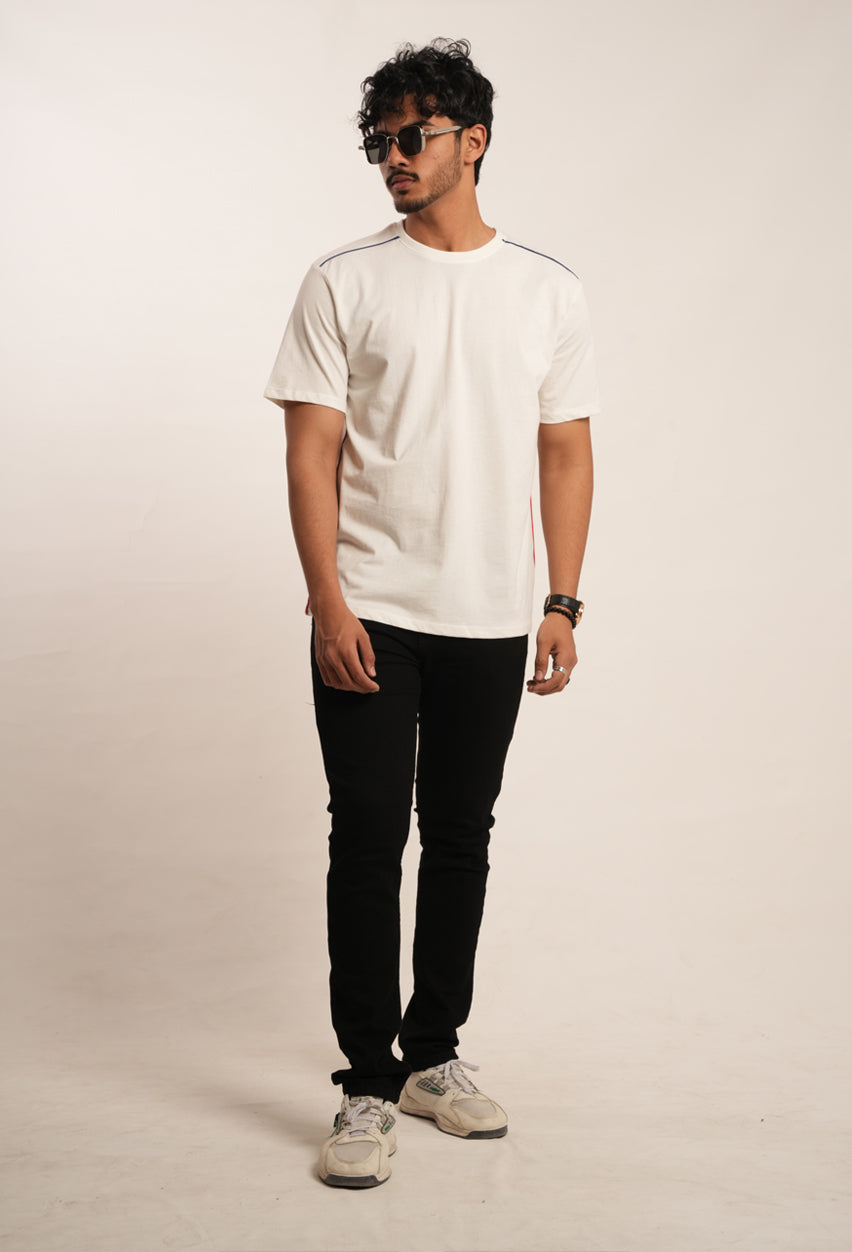 Piping Detail Soft Jersey Relaxed Fit T-Shirt