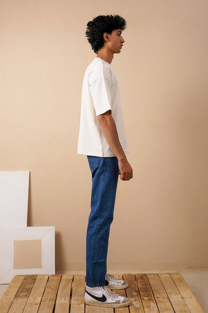 Premium Textured Oversized T-Shirt – White