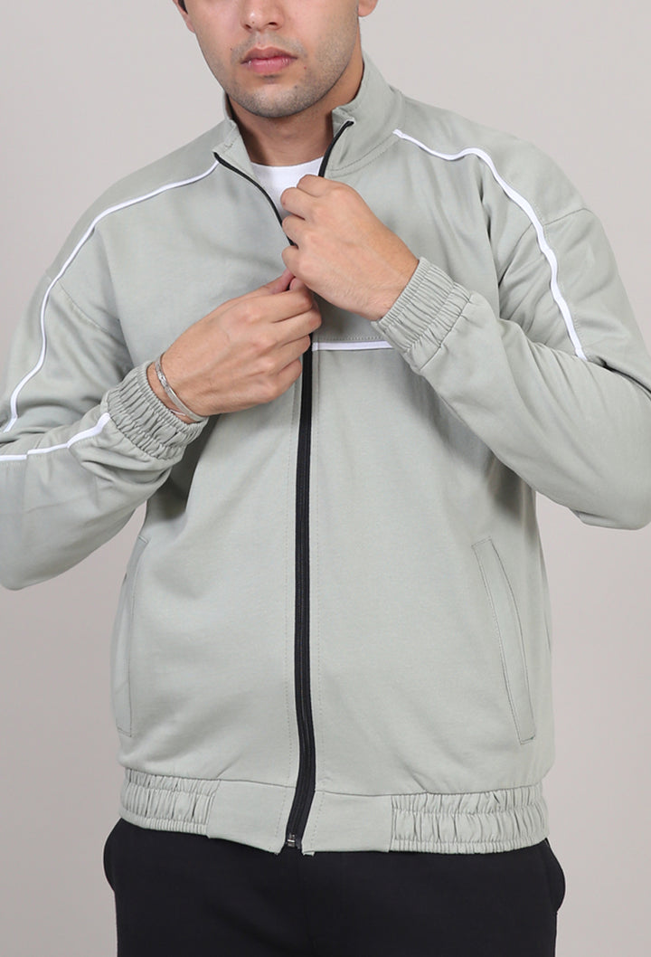 Piping Mock Neck Zipper