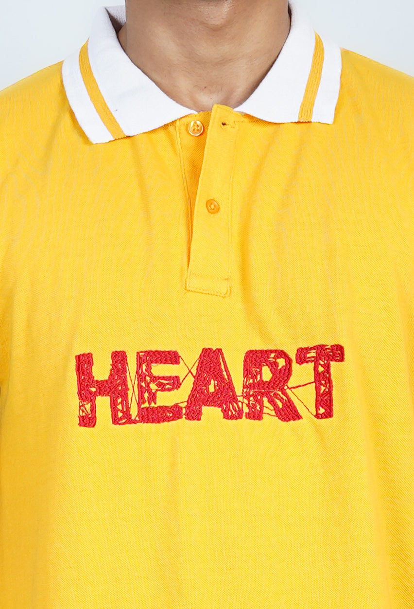 Embroidered ‘HEART’ Polo Pique Shirt