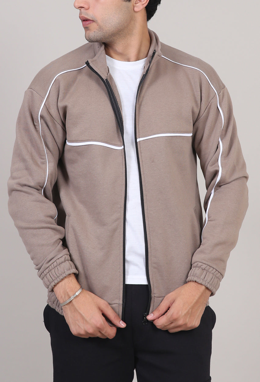 Piping Mock Neck Zipper