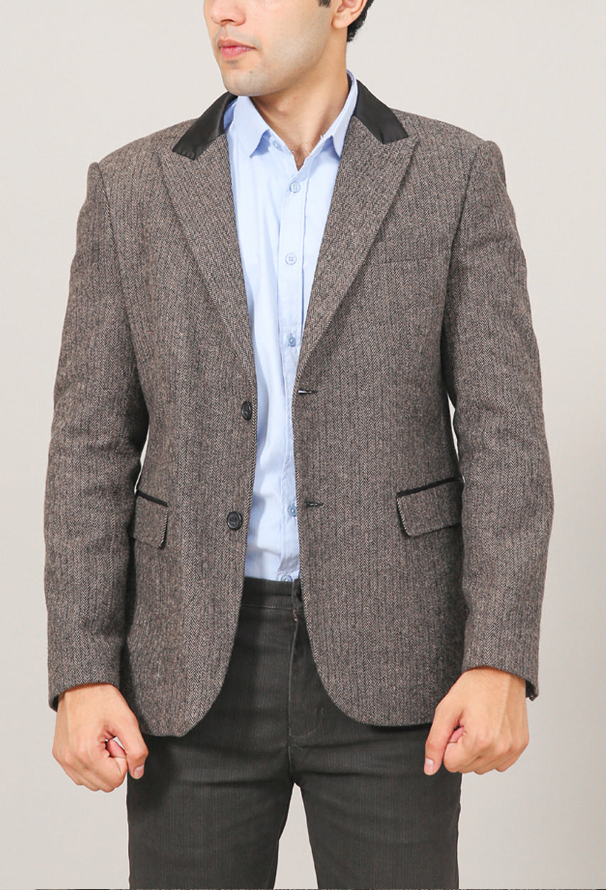 Contrast Collar Woollen Blazer