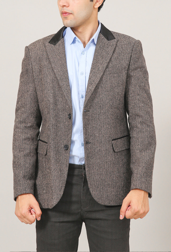 Contrast Collar Woollen Blazer