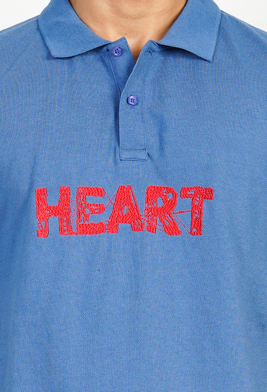Embroidered ‘HEART’ Polo Pique Shirt
