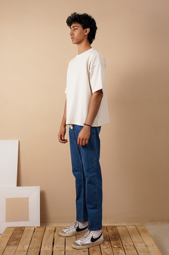 Premium Textured Oversized T-Shirt – White