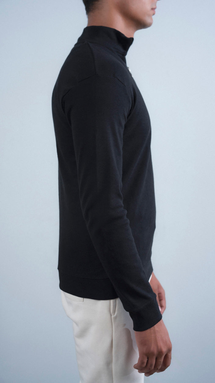 Ribbed Half Mock Neck Zipper
