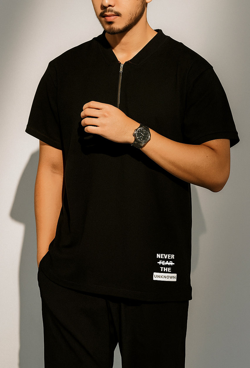 Printed Rib Polo Shirt