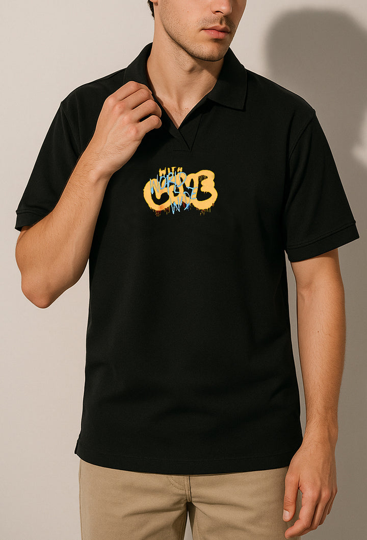 Ribbed Printed Pique Polo Shirt
