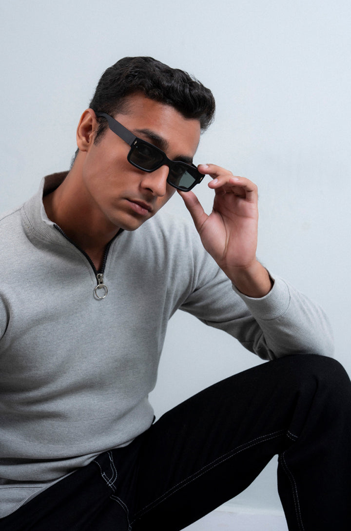 Half Zipper Ribbed Mock Neck