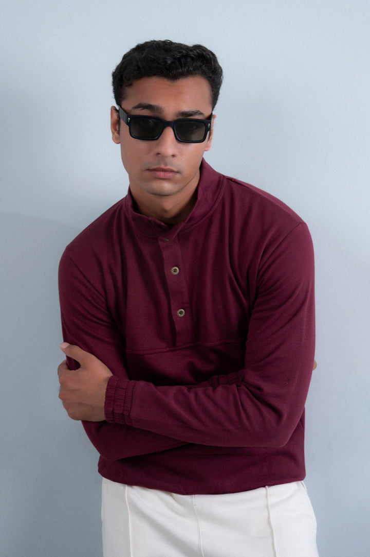 Button Up Mock Neck Upper