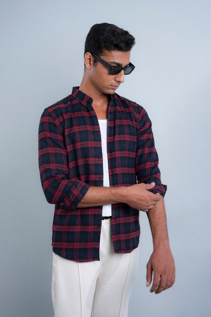 Midnight Red Flannel Shirt