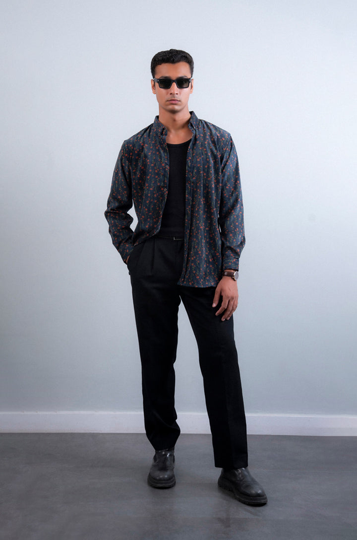 Corduroy Floral Printed Shirt