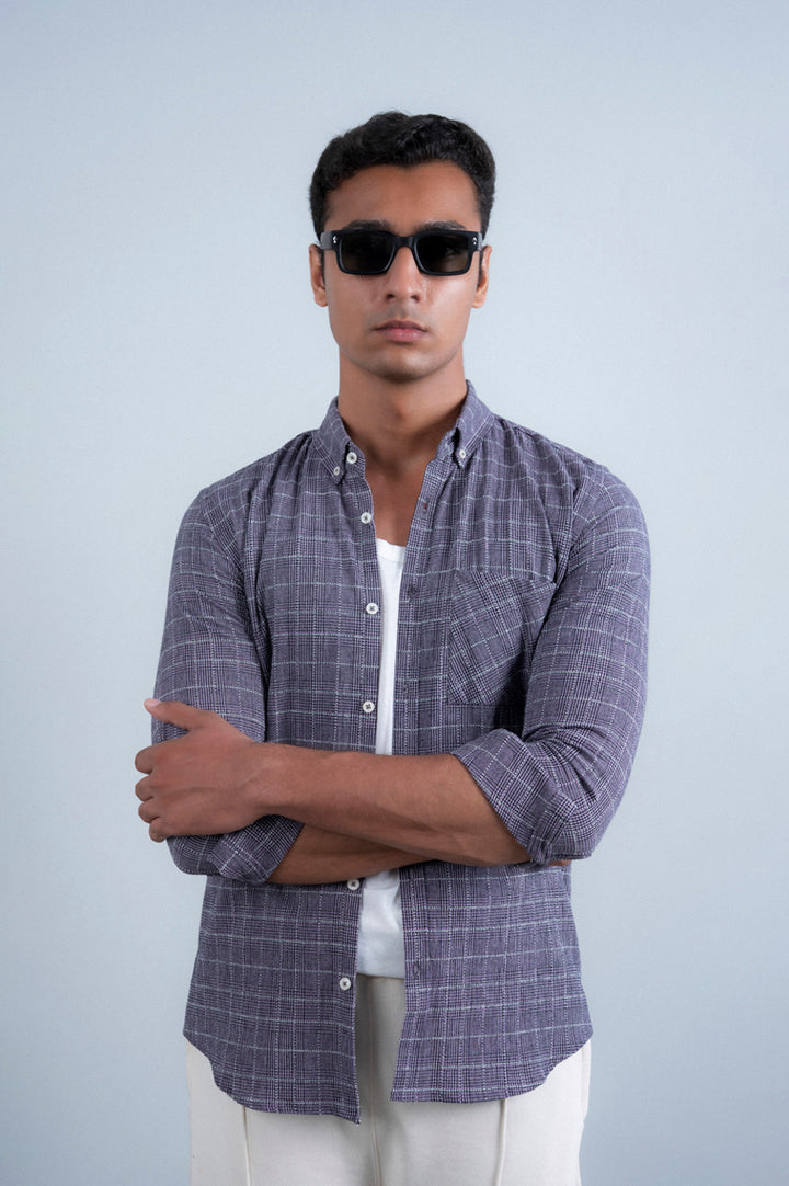 Purple Crossweave Cotton Shirt
