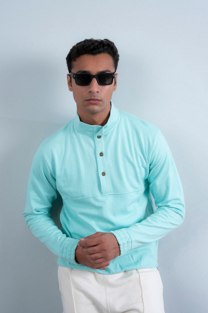 Button Up Mock Neck Upper