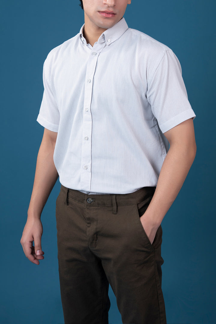 White Striped Short Sleeve Shirt