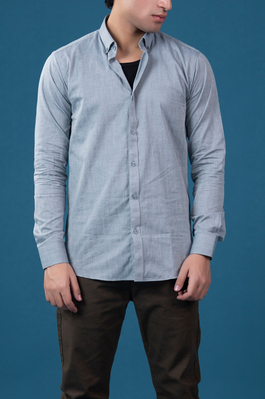 Grey Striped Semi Formal Shirt