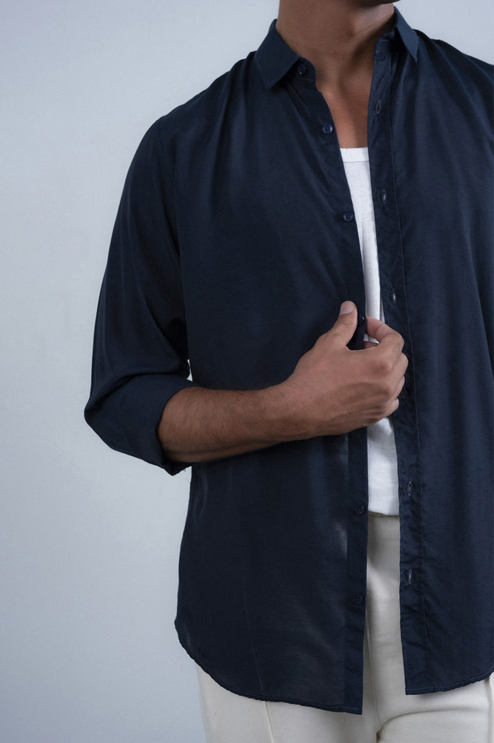 French Collar Linen Shirt