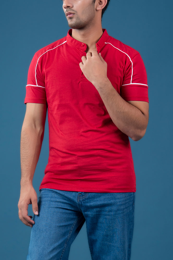 Piping Detail Ban Style Polo