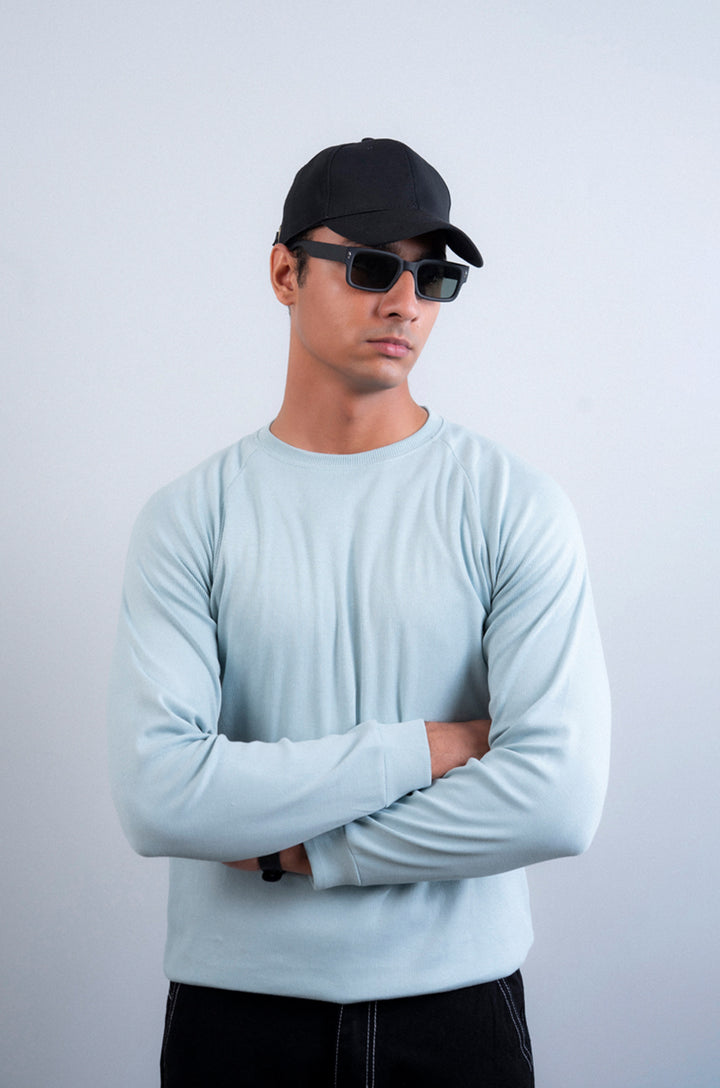 Raglan Sleeves Ribbed Sweat